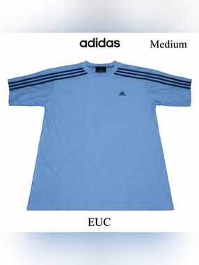 adidas Men's M Blue Short Sleeve Crew Neck Logo, Pre-Loved, EUC